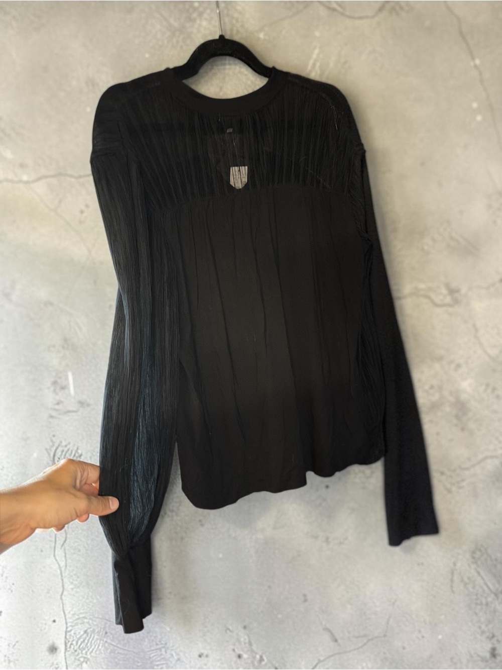 Maurices Black Long-Sleeve Pleated Knit Top